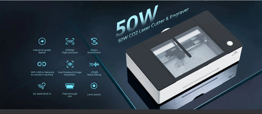 Gweike Cloud Laser Cutter & Engraver with Rotary CO2 (50W) Pro