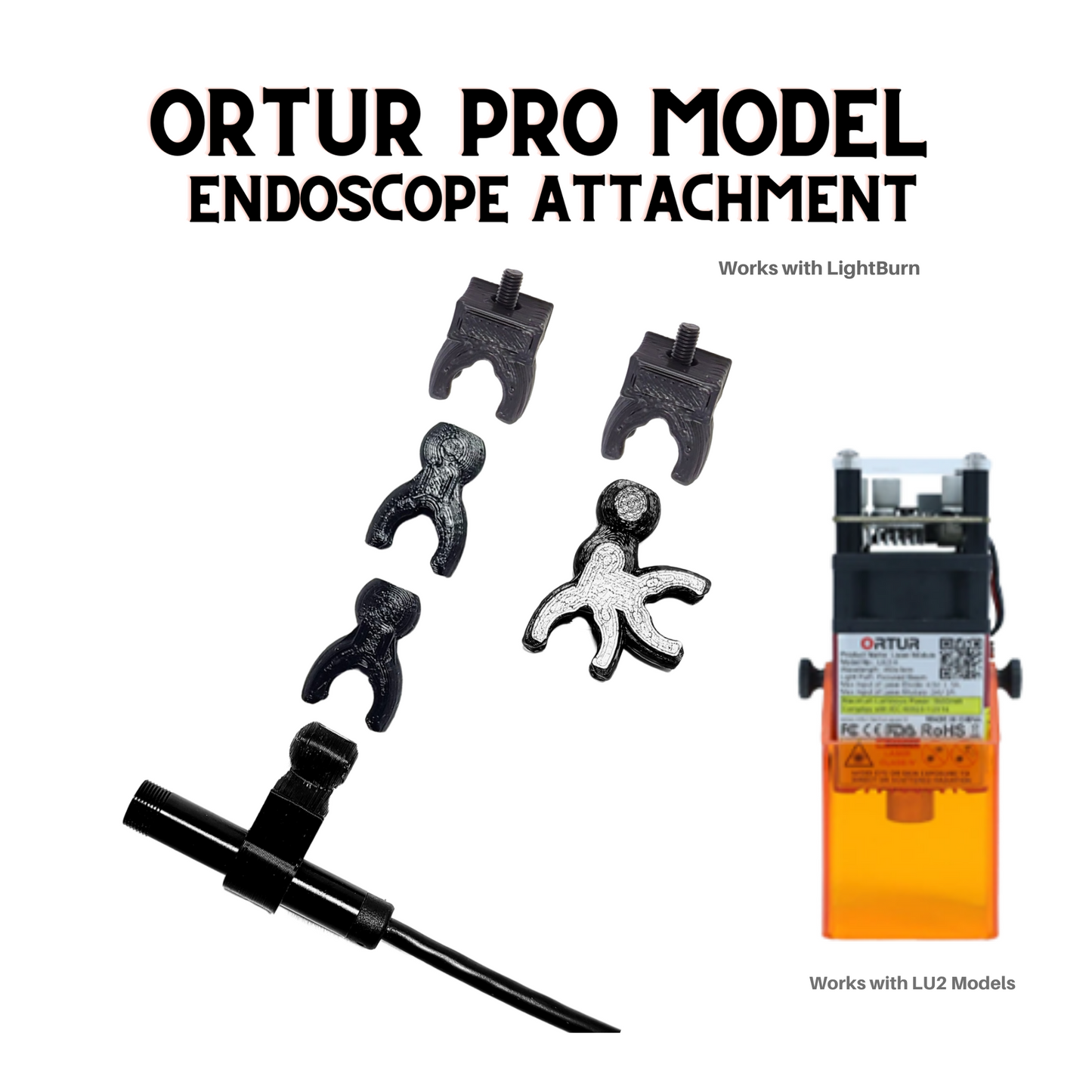 Ortur Laser Master 2 (Standard & Pro Models) Endoscope Attachment | Connects to LightBurn