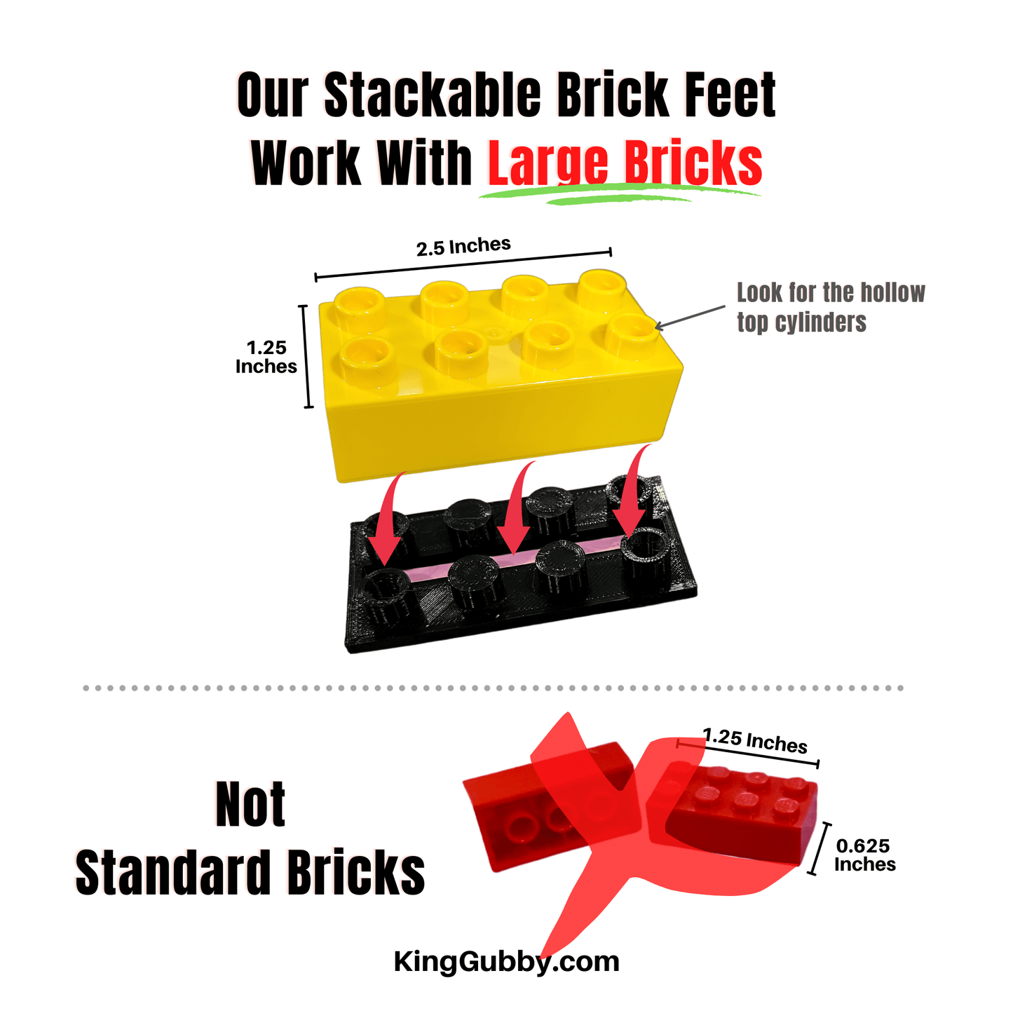 Height Adjusting Bricks For King Gubby Stackable Brick Feet | Height Adjustment Bricks Only